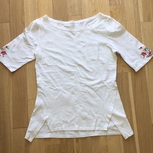 Slim fit White Cotton Top with Embroidery details